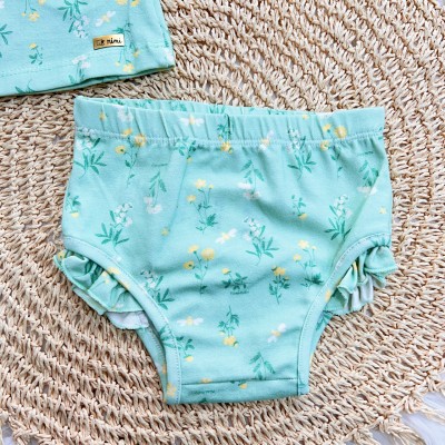 Conj. Blusa e Tapa Fralda Florzinhas com Abelhas - Verde